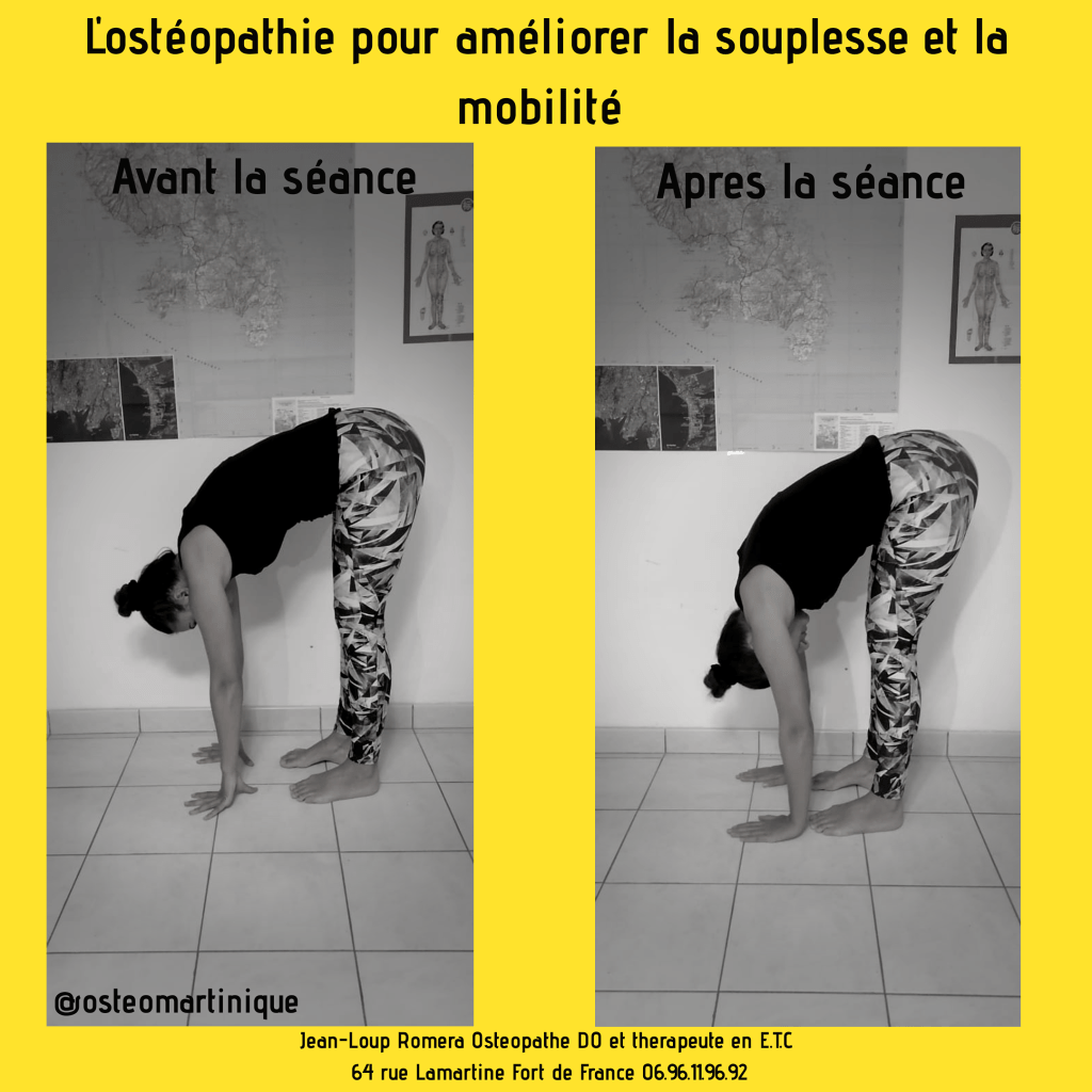 Amélioration de la souplesse et de la mobilité à travers des photos avant après une séance d'ostéopathie